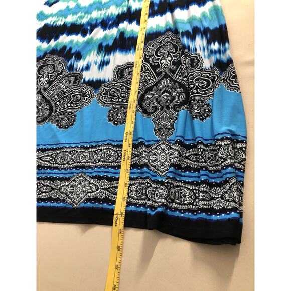 Iman Women LG Maxi Dress Halter Artsy Boho Geometric Pullover Elastic Back - Picture 8 of 12